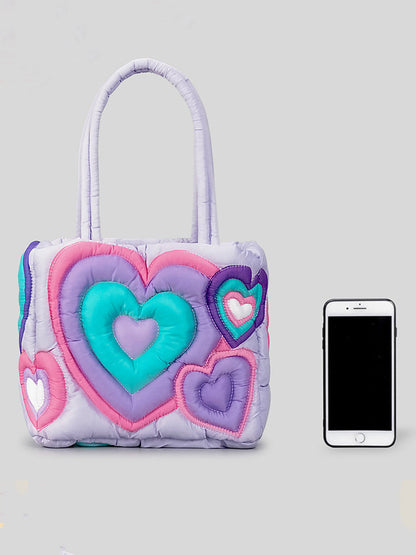 Women's Heart Puffer Tote Bag