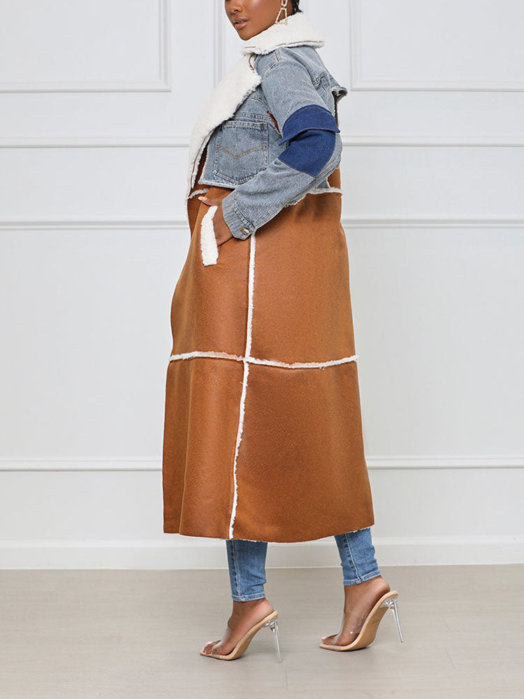 Woolen Denim Trench Coat