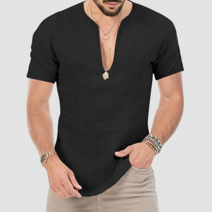 Men's Casual Linen Slim Fitn T-Shirt