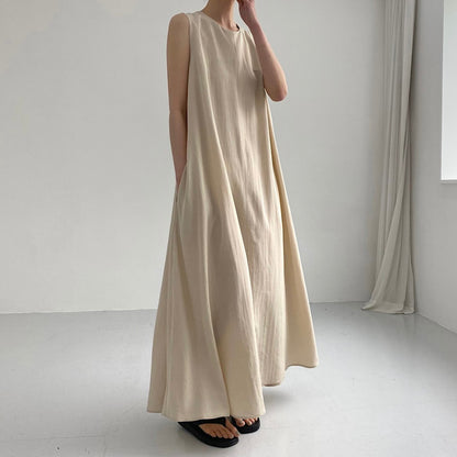 Simple Solid Color Sleeveless Maxi Dress