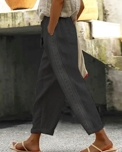 Casual wide leg cotton and linen loose trousers⭐