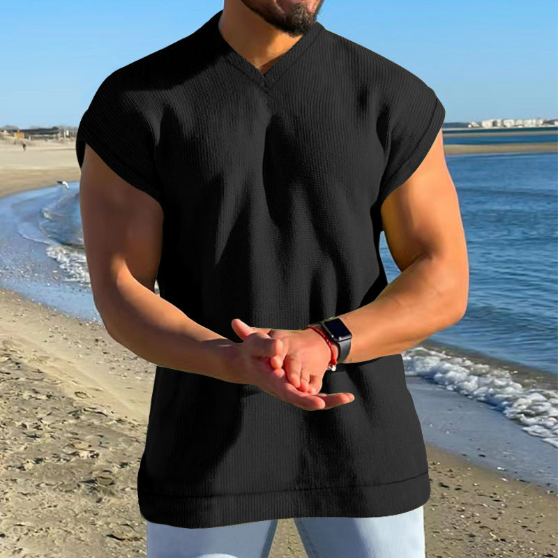 Men's Solid V-neck T-Shirt