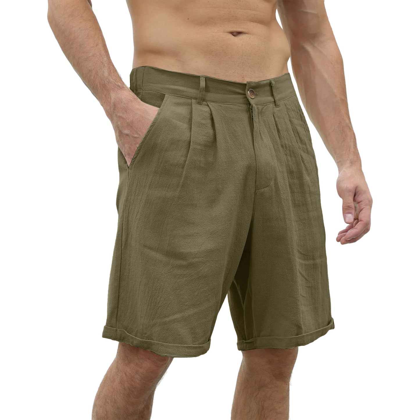 Men's Cotton Linen Beach Casual Shorts