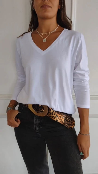 Women's V-neck Long-sleeved Top