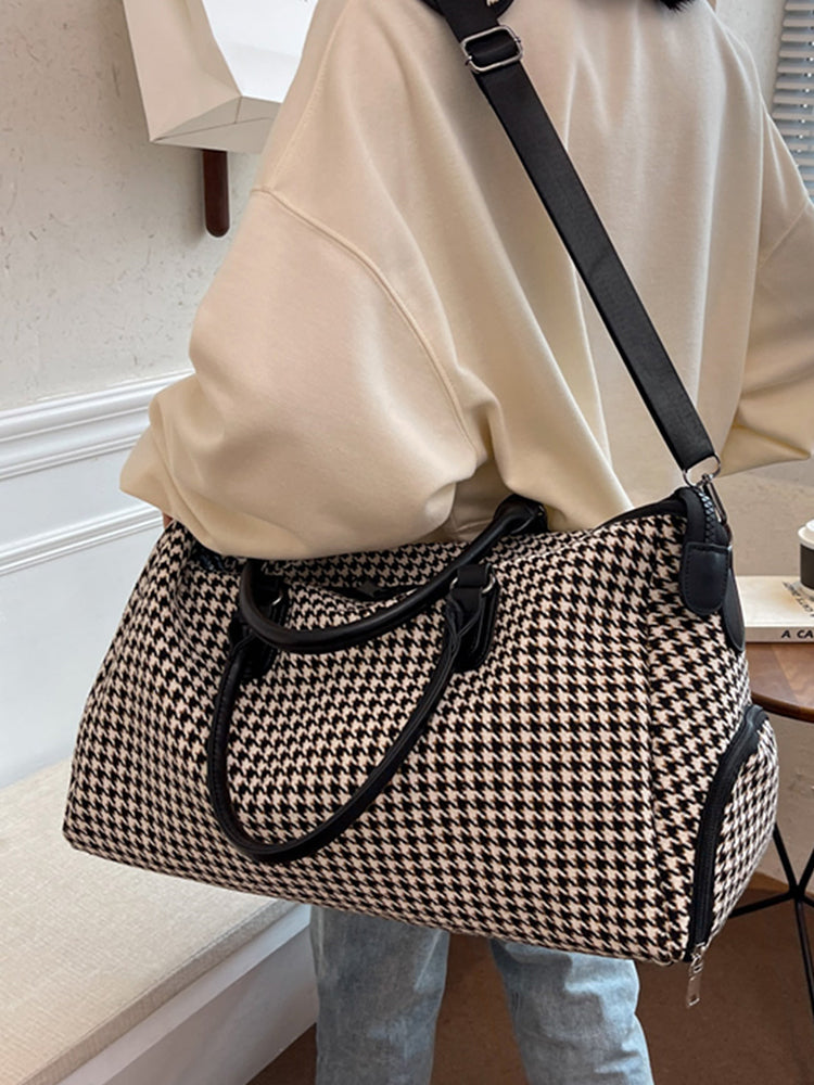 Women's Houndstooth Pattern Duffel Bag