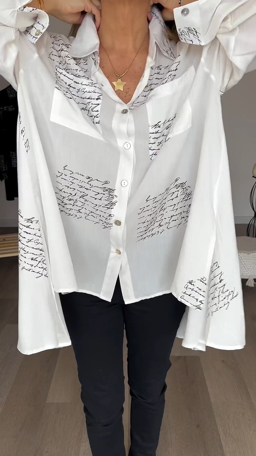 Women's Letter Print Fashion Lapel Shirt