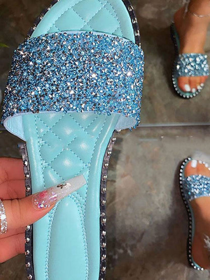 Rhinestone Bling Flat Sandals