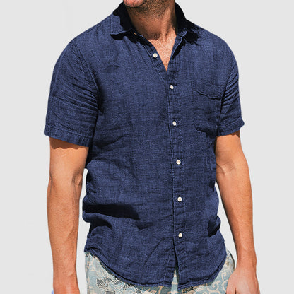 Men's Soft Two-tone Cotton Linen Shirt