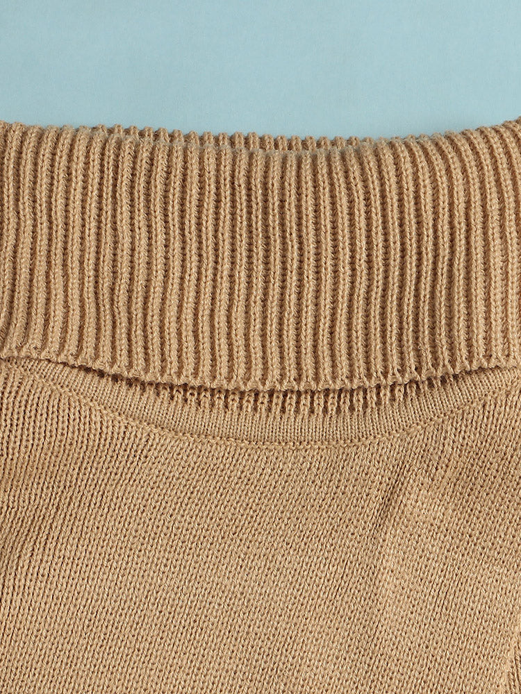 Knitted Turtleneck Slit Hem Sweater