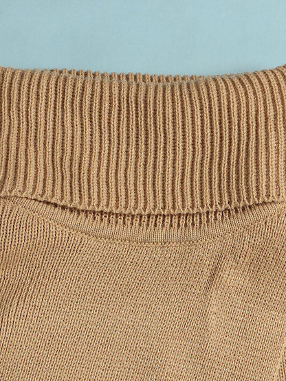 Knitted Turtleneck Slit Hem Sweater