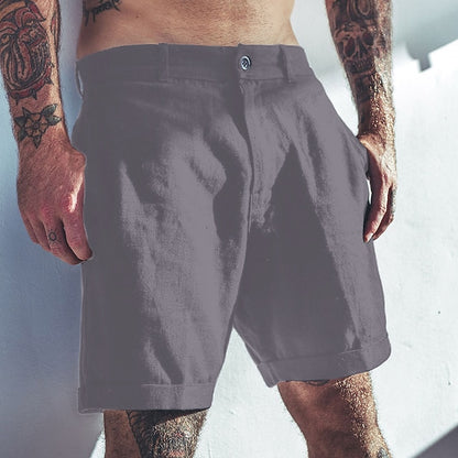 Men's Cotton Linen Beach Casual Shorts