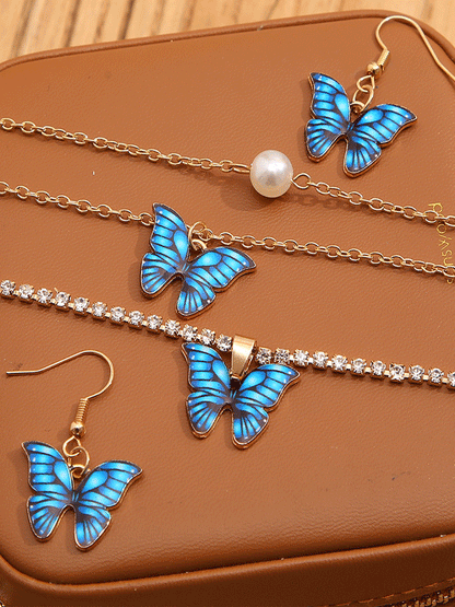 Women's 4 PC Blue Butterfly Jewelry