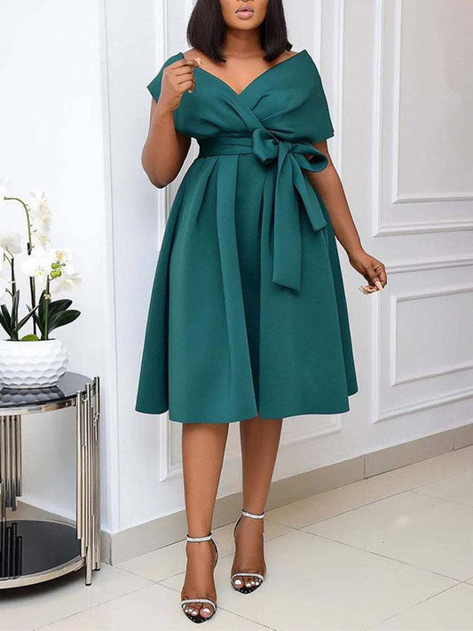 Women's Elegant Solid Split Joint Party A Line Dresses