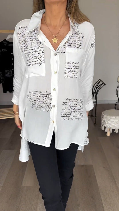 Women's Letter Print Fashion Lapel Shirt