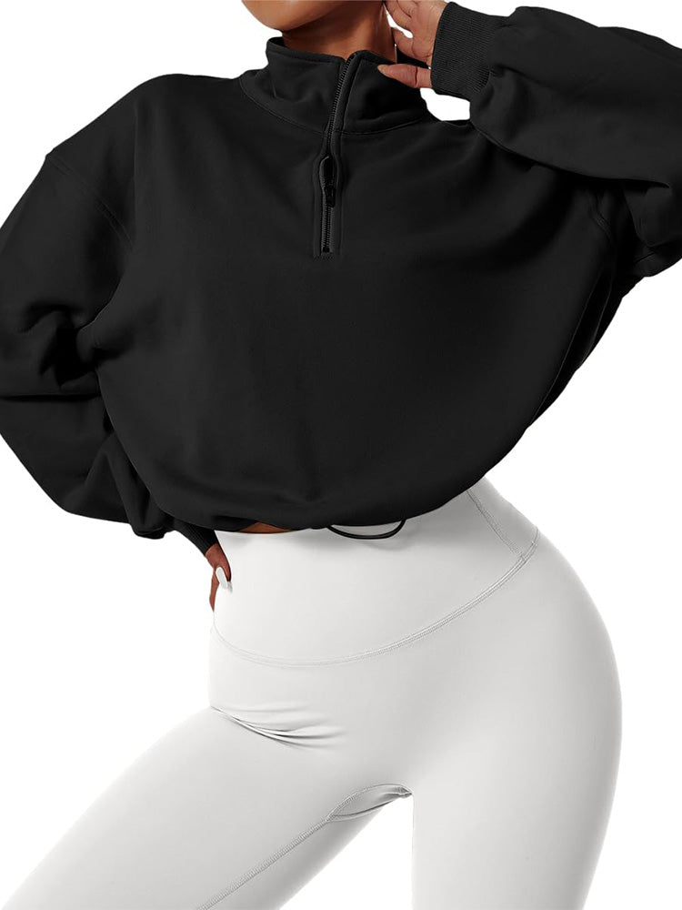 Half Zip Crop Sweatshirt