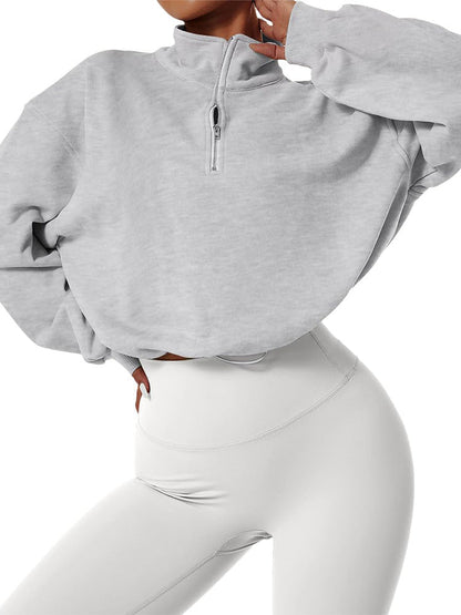 Half Zip Crop Sweatshirt