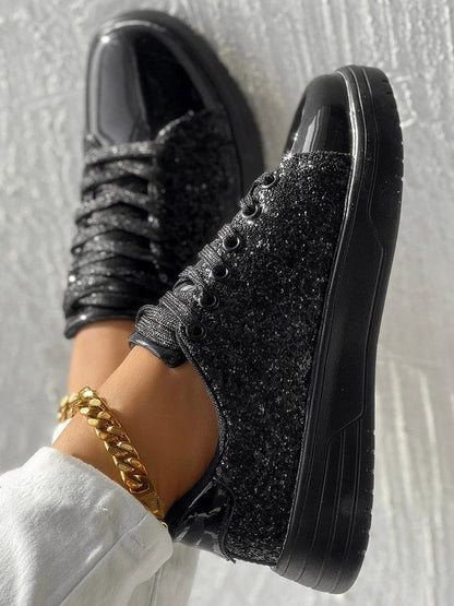 Glitter Shiny Lace Up Sneakers