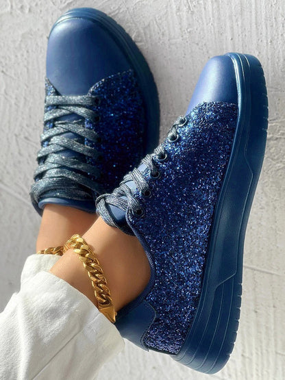 Glitter Shiny Lace Up Sneakers