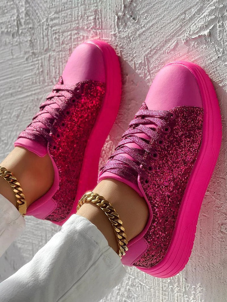 Glitter Shiny Lace Up Sneakers