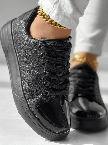 Glitter Shiny Lace Up Sneakers