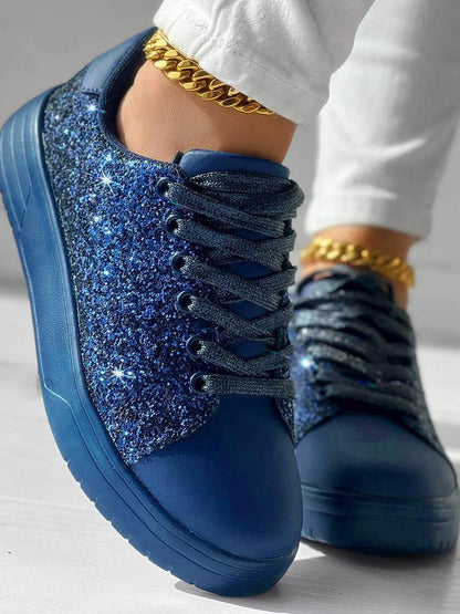 Glitter Shiny Lace Up Sneakers