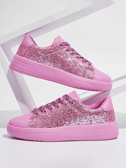 Glitter Shiny Lace Up Sneakers