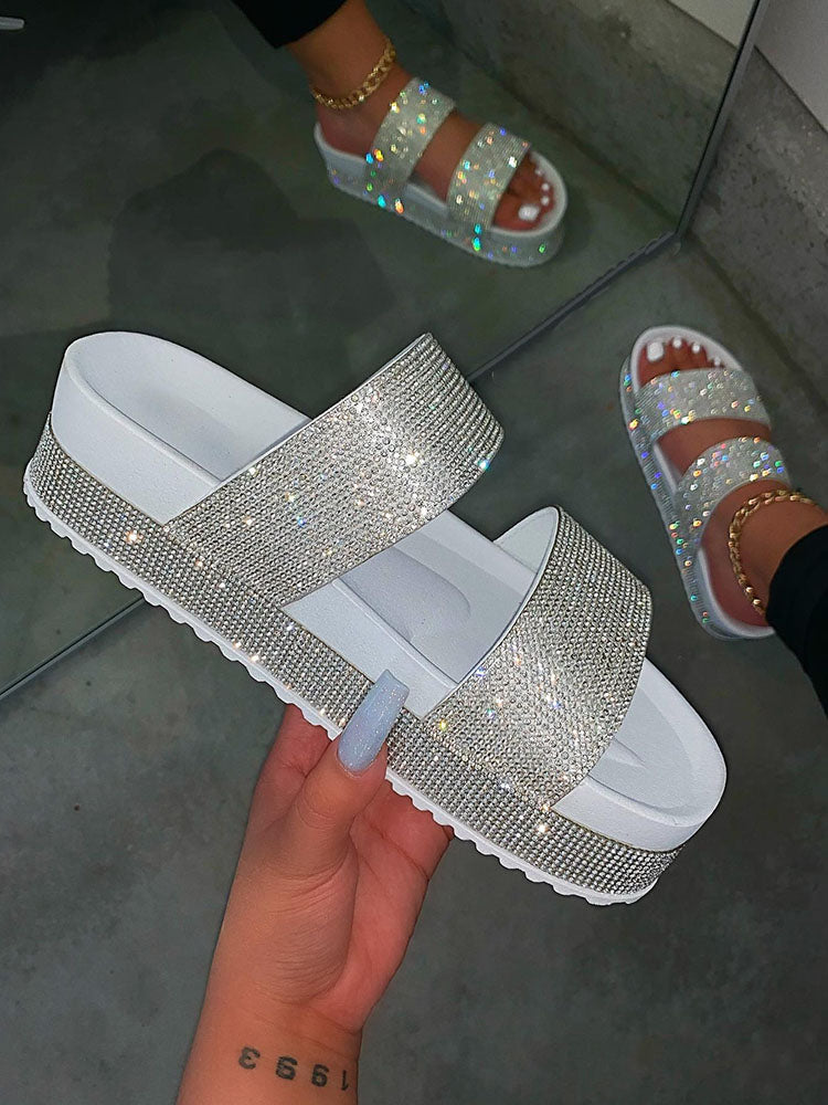 Rhinestone Double Strap Sandals