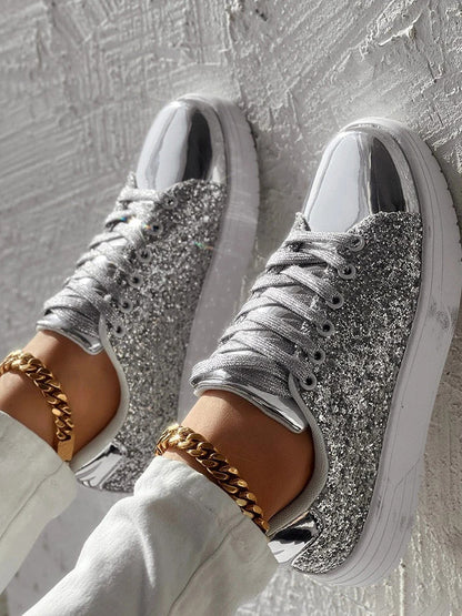 Glitter Shiny Lace Up Sneakers