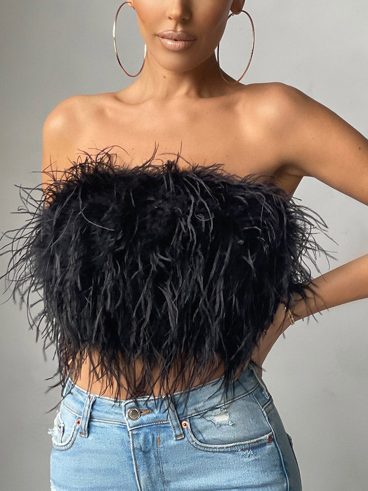 Women's Feather Crop Top