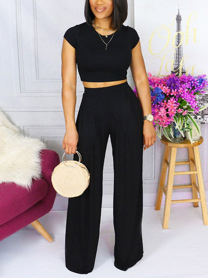 Crop Top Wide Leg Pants Set