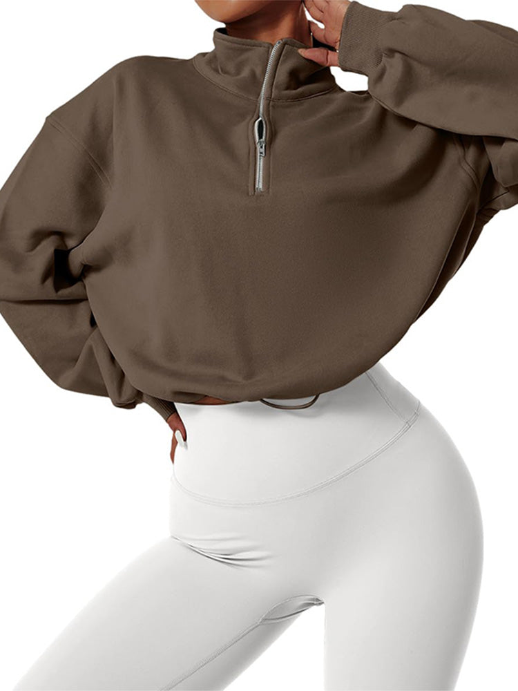 Half Zip Crop Sweatshirt