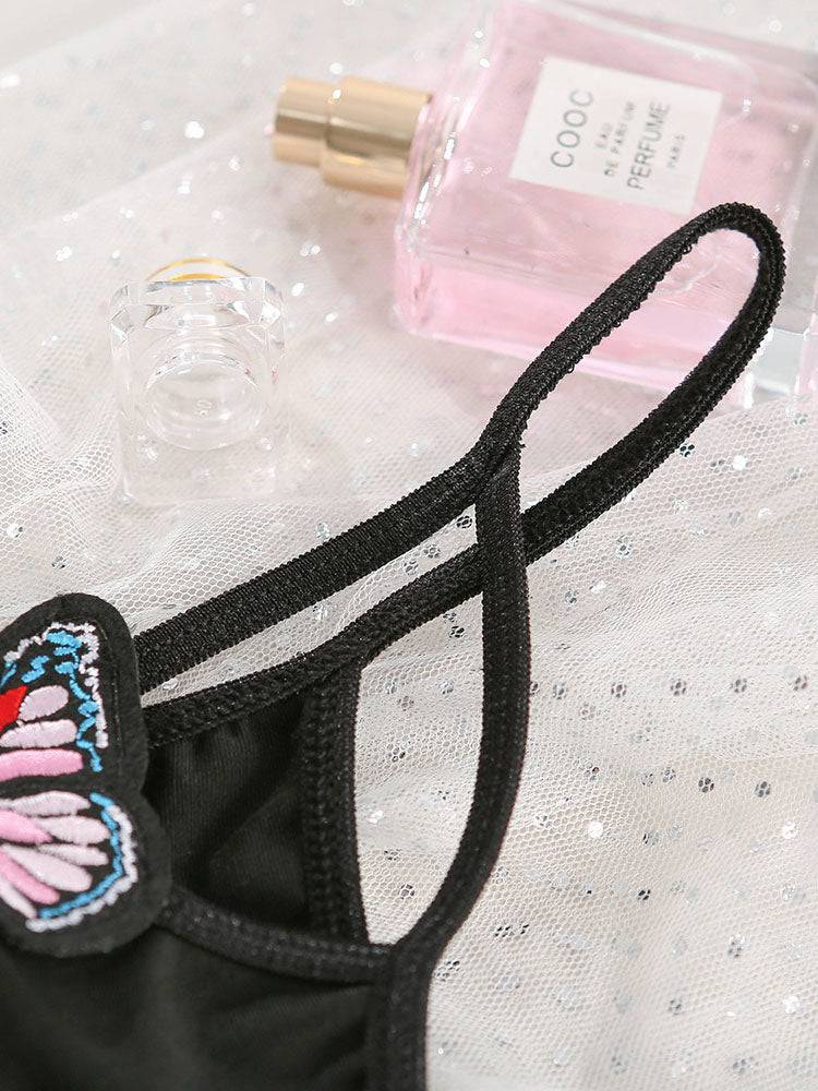 Butterfly Applique Underwire Harness Lingerie Set