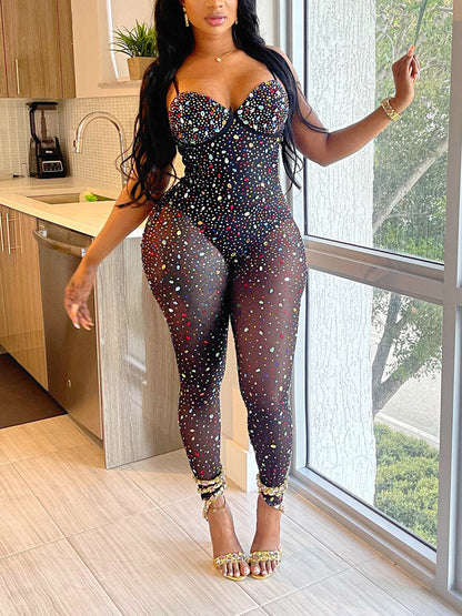 Women's Gemstone Mesh Jumpsuit