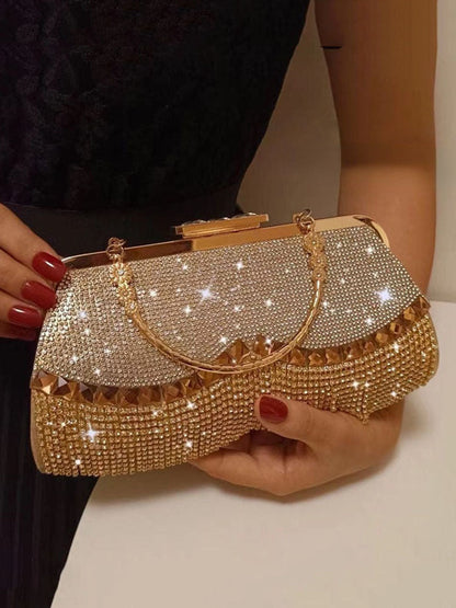 Women's Rhinestone Studded Tassel Clutches