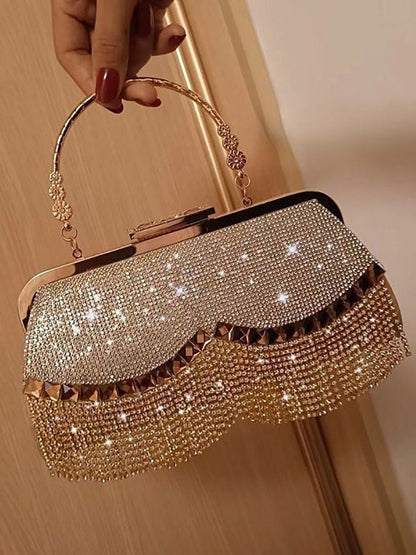 Women's Rhinestone Studded Tassel Clutches