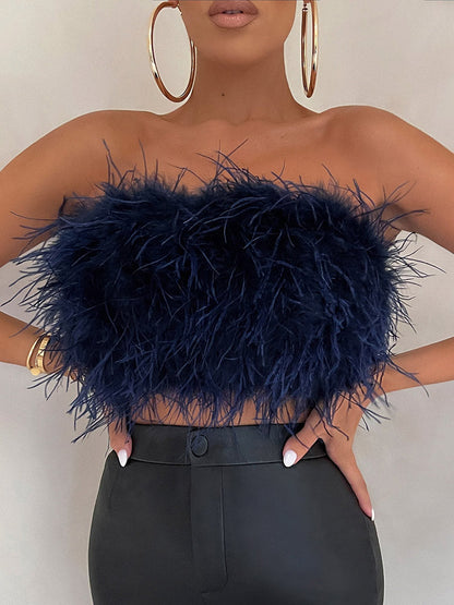 Women's Feather Crop Top