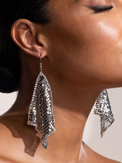 Women's Rhinestone Chain Mail Drop Earrings