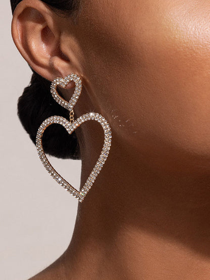 Women's Diamante Heart Shape Drop Earrings