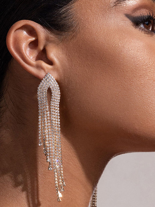 Women's Rhinestone Tassel Earrings