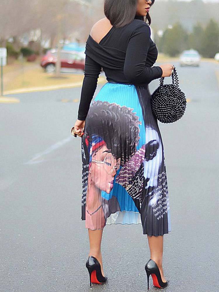 Cartoon Pleated Skirt