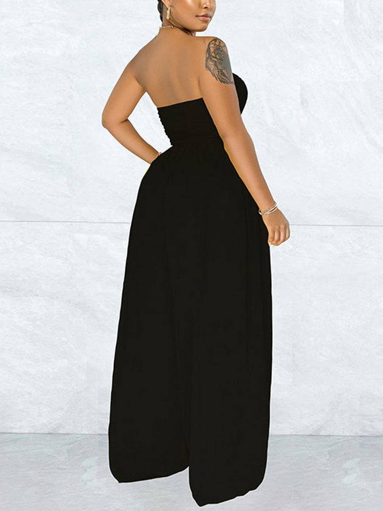 Casual Loose Strapless Chiffon Jumpsuit