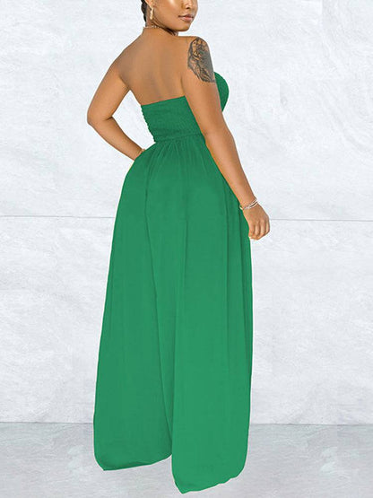 Casual Loose Strapless Chiffon Jumpsuit