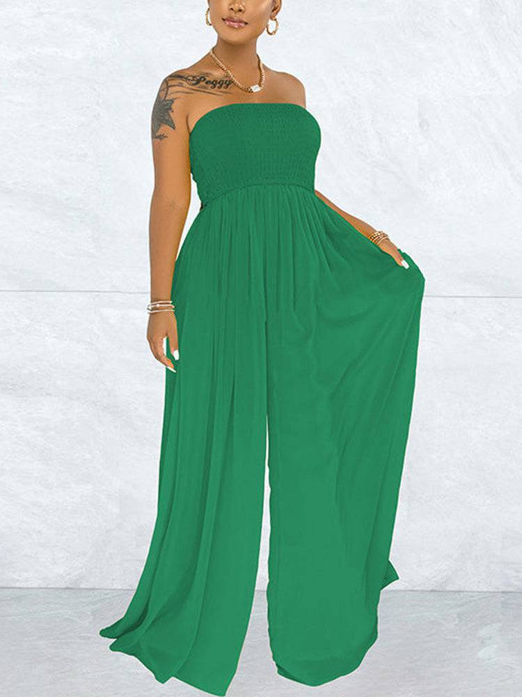 Casual Loose Strapless Chiffon Jumpsuit