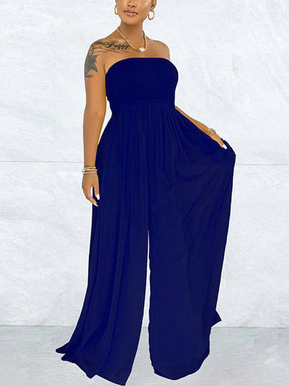 Casual Loose Strapless Chiffon Jumpsuit