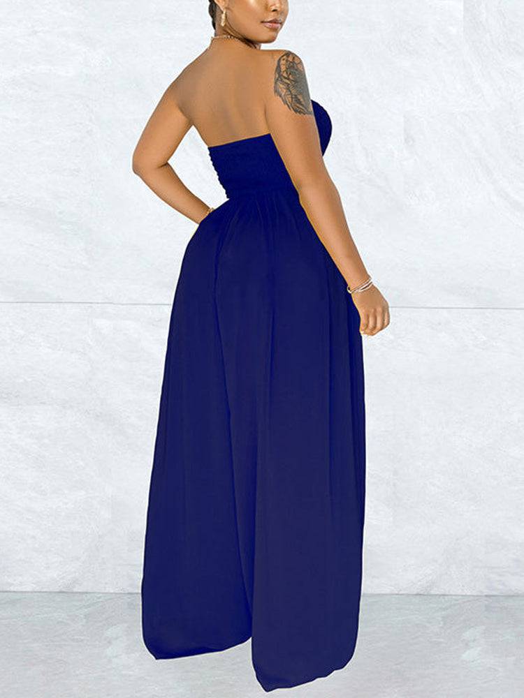 Casual Loose Strapless Chiffon Jumpsuit