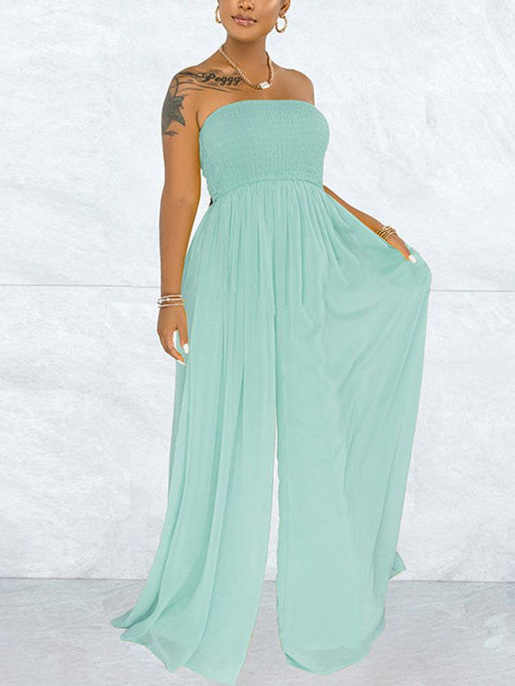 Casual Loose Strapless Chiffon Jumpsuit