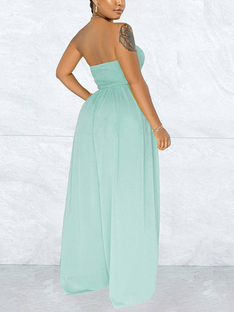 Casual Loose Strapless Chiffon Jumpsuit