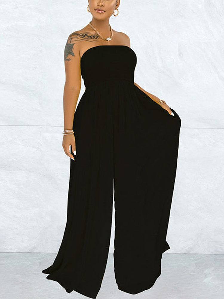 Casual Loose Strapless Chiffon Jumpsuit