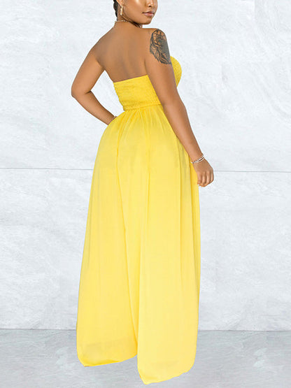 Casual Loose Strapless Chiffon Jumpsuit