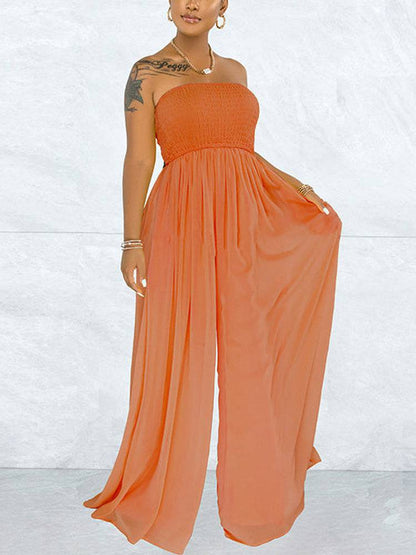 Casual Loose Strapless Chiffon Jumpsuit